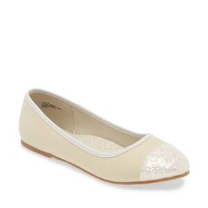 NWT L’Amour Glitter Toe Ballet Flats in Crème Size 1
